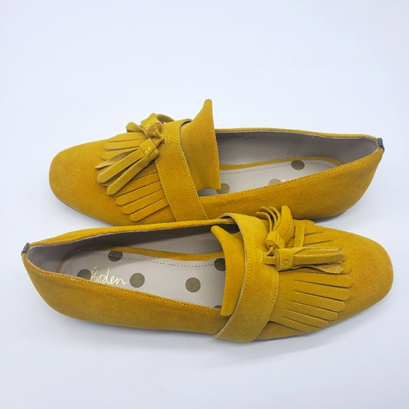 Boden Shoes - Boden Women EU 42 mustard yellow suede kiltie tassel loafers leather lined